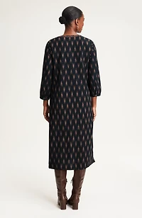 pure jill embroidered ikat dress