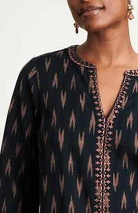 pure jill embroidered ikat dress
