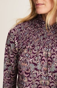 printed smocked-detail top