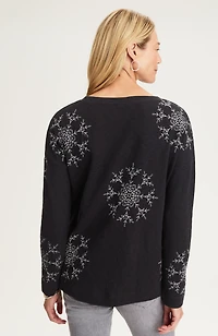 embroidered snowflake top