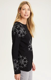 embroidered snowflake top