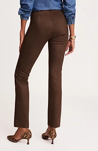 faux-suede seamed slim-leg pants