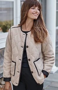 quilted faux-sherpa jacket