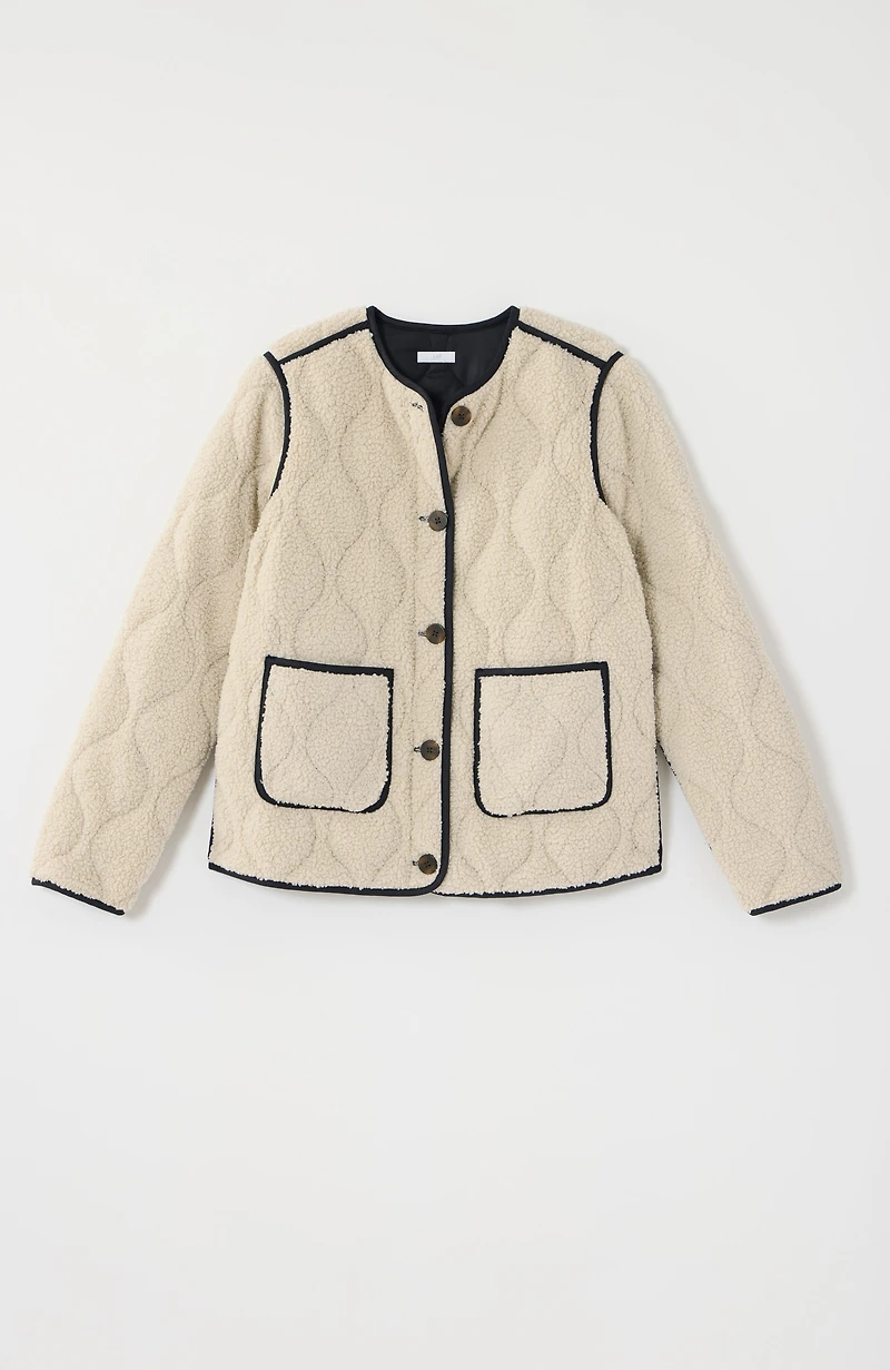 quilted faux-sherpa jacket