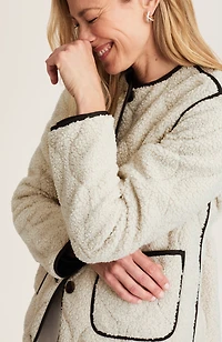 quilted faux-sherpa jacket