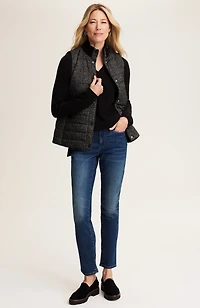 mixed-media puffer vest