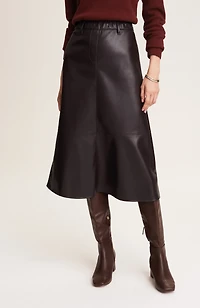 faux-leather seamed skirt
