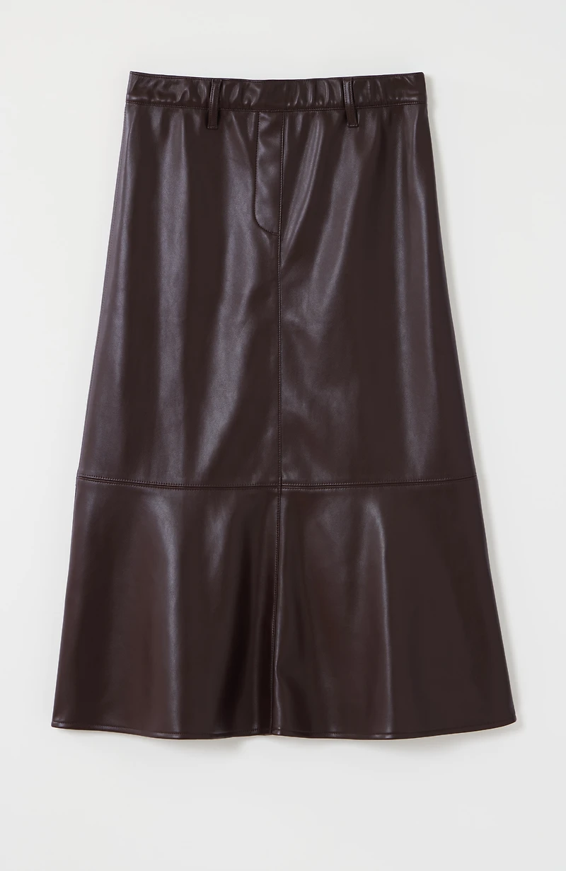 faux-leather seamed skirt