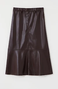 faux-leather seamed skirt