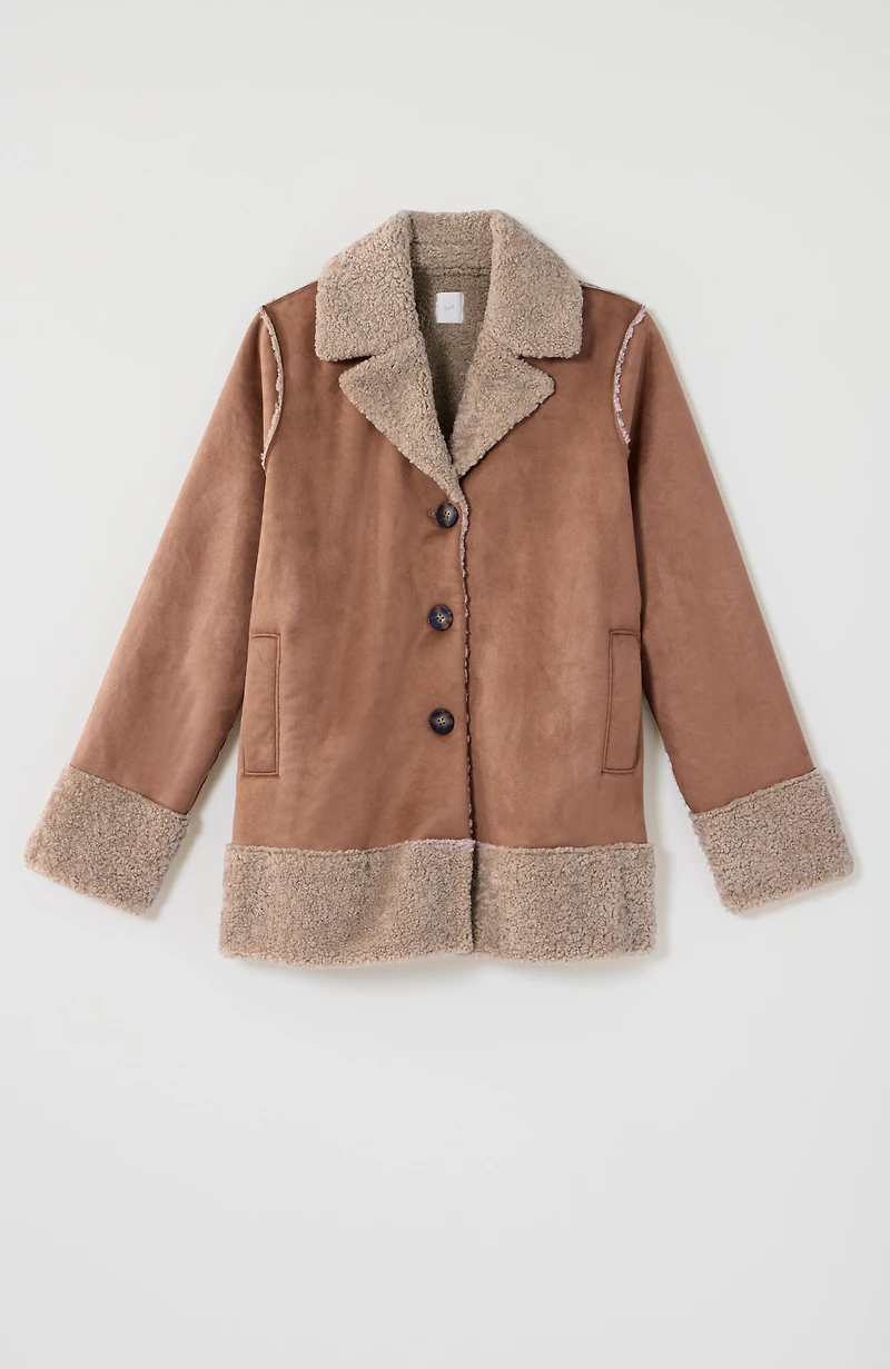 faux-suede & sherpa jacket