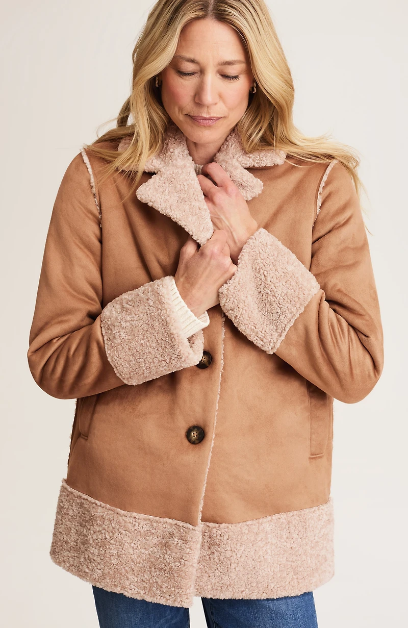 faux-suede & sherpa jacket