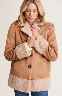 faux-suede & sherpa jacket