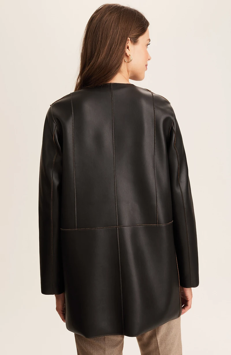 faux-leather & suede reversible jacket