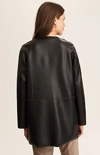 faux-leather & suede reversible jacket