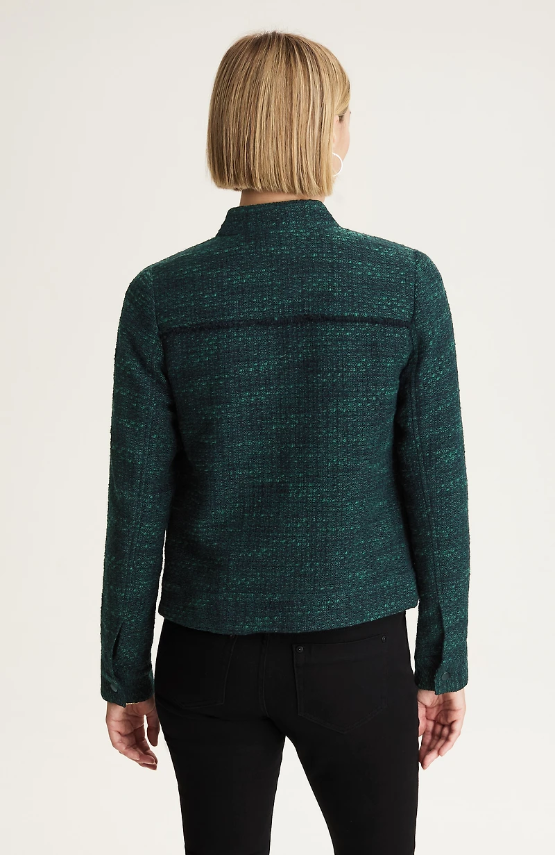 tweed snap-front jacket