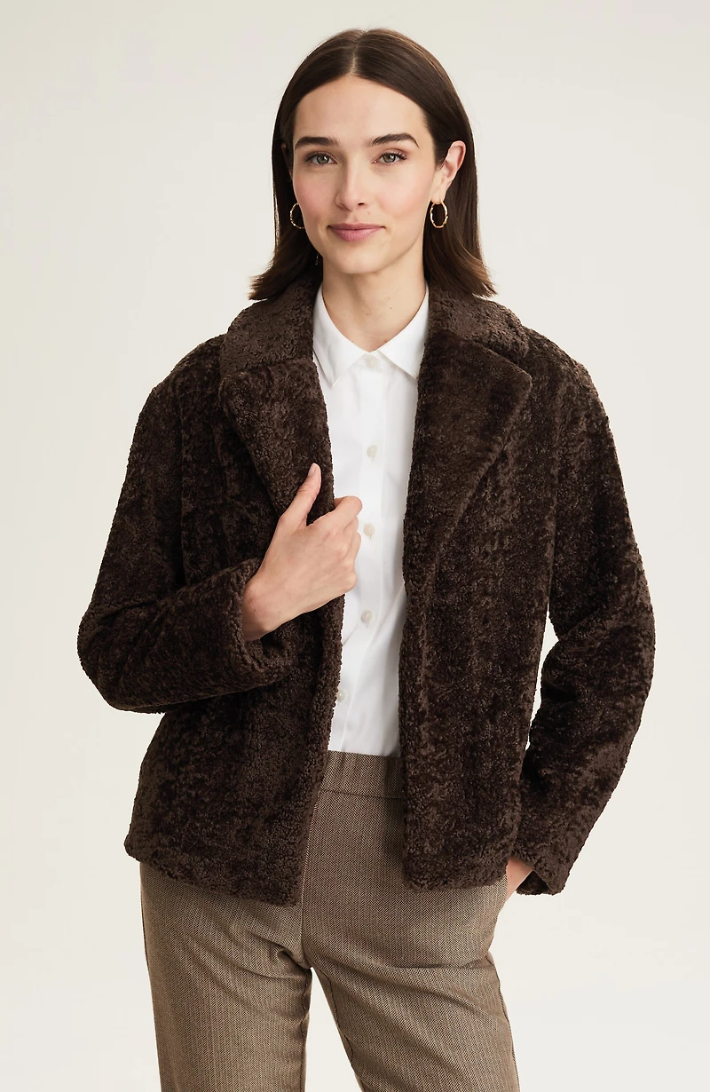 faux-sherpa one-button coat