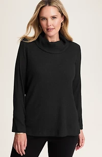 wearever waffle-textured cowl-neck top