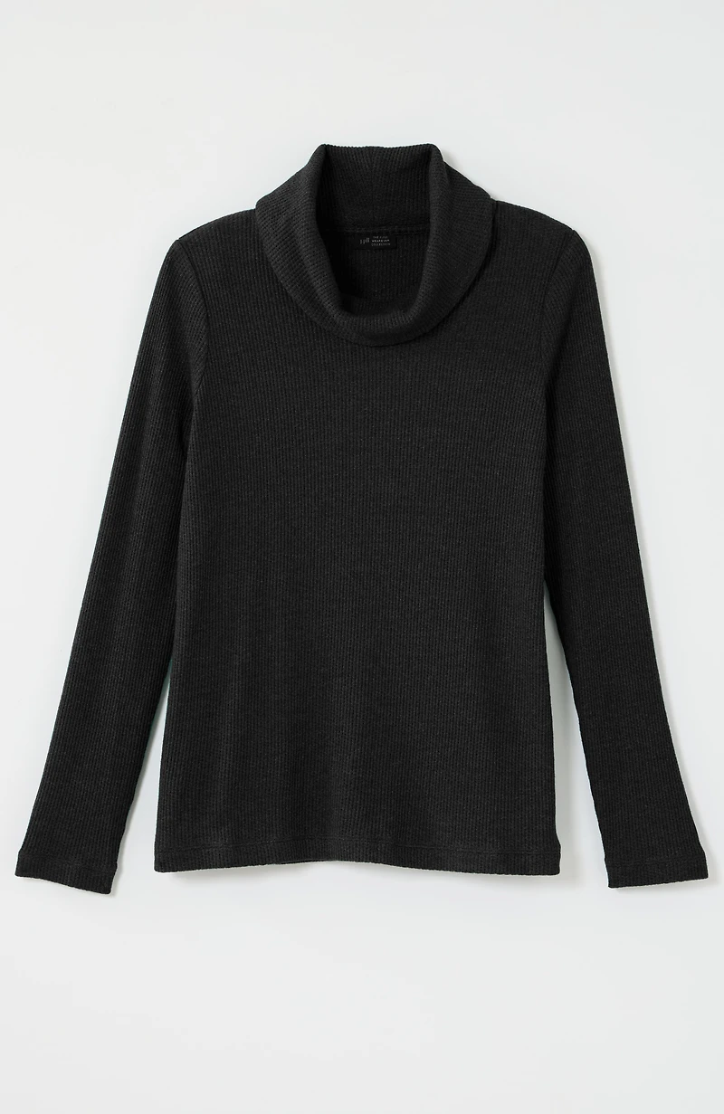 wearever waffle-textured cowl-neck top