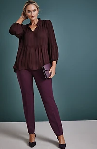 pleated ruffle-neck top