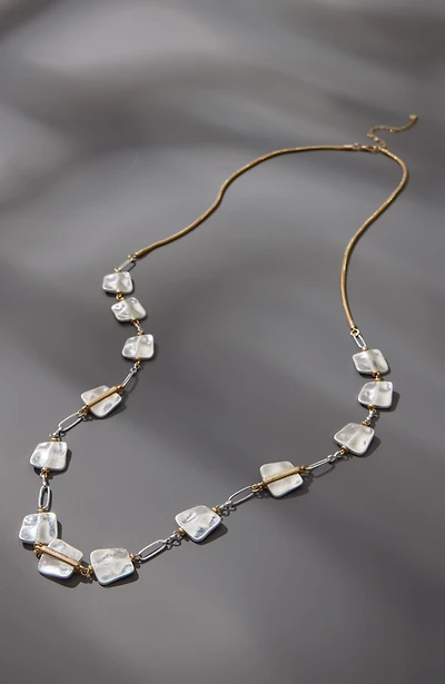 mixed-metal square station necklace