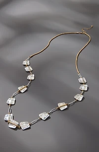 mixed-metal square station necklace