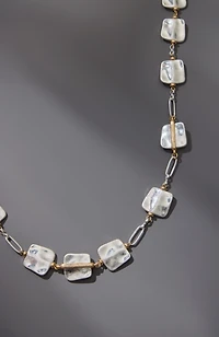 mixed-metal square station necklace