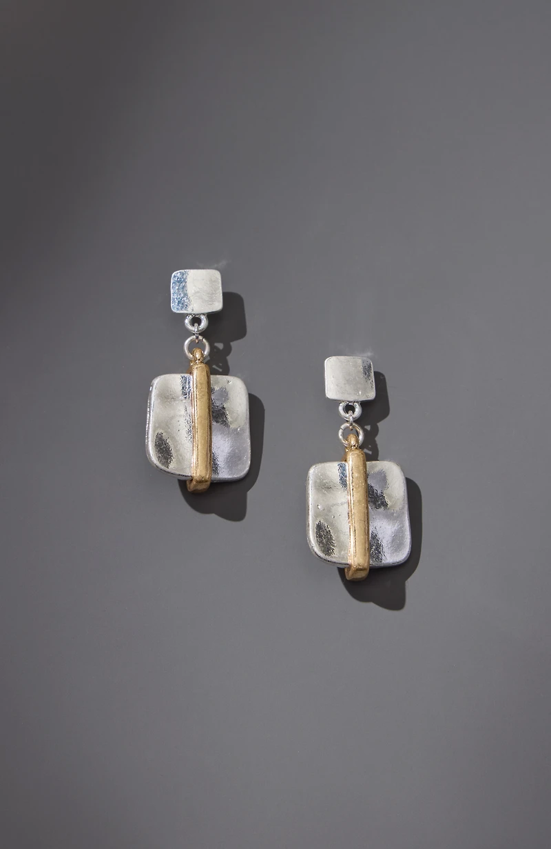 mixed-metal square earrings