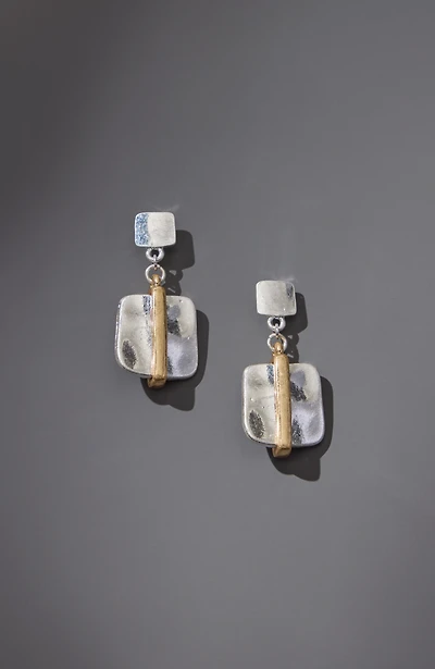 mixed-metal square earrings