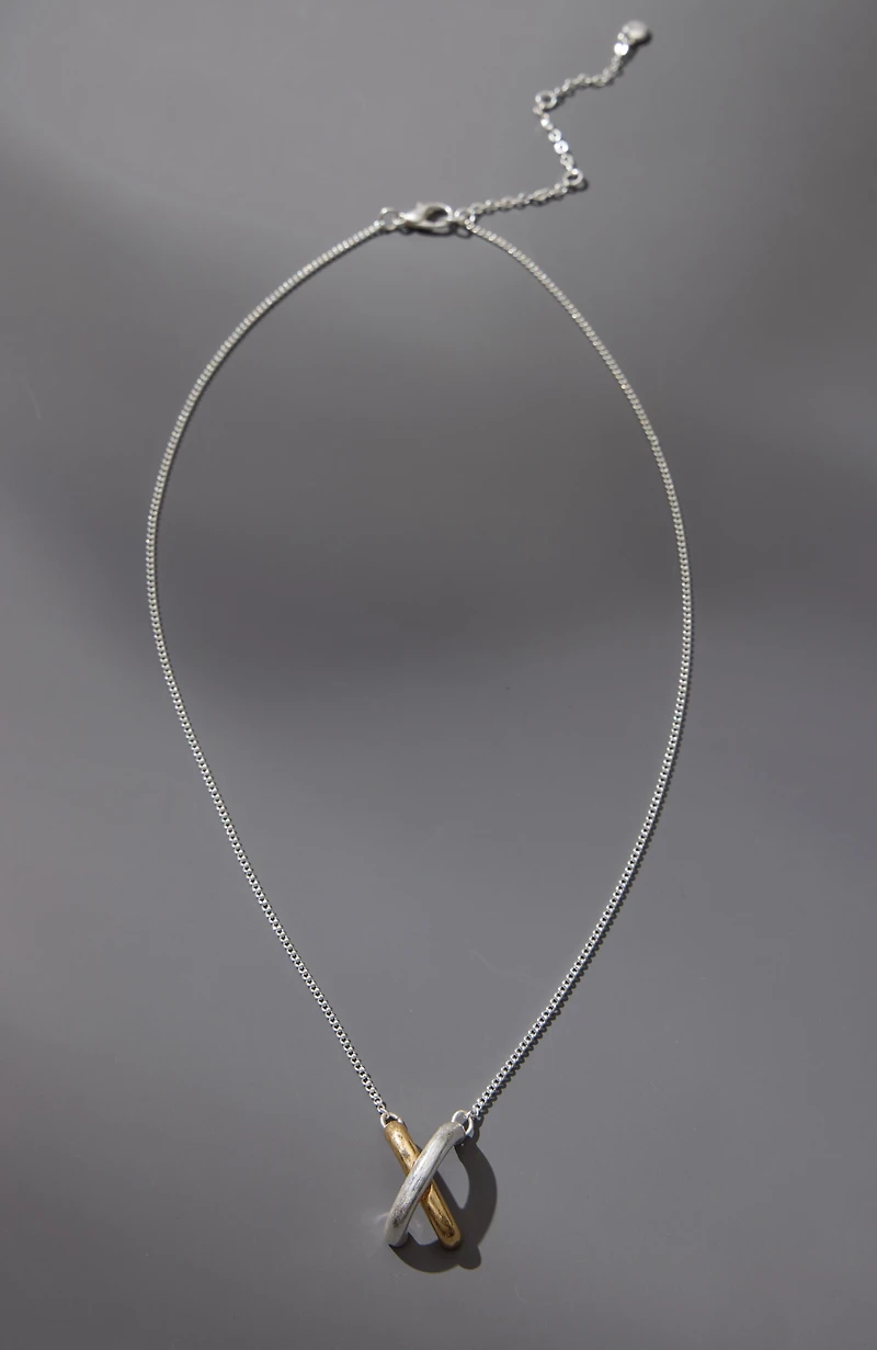 modern elements crisscross necklace