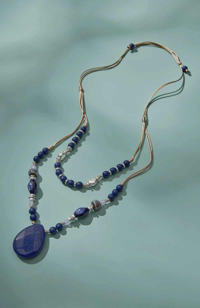 ceramic beaded pendant necklace