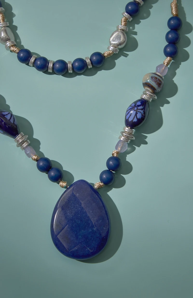 ceramic beaded pendant necklace