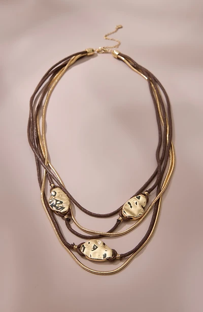 metal and corded statement necklace