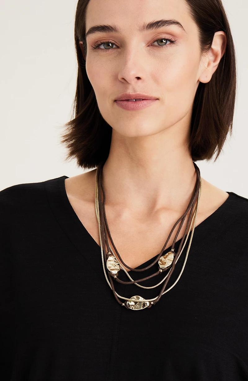 metal and corded statement necklace