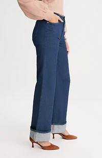 high-rise cuffed wide-leg jeans