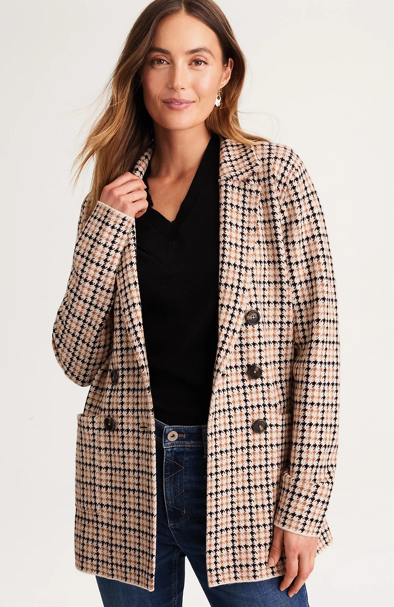 houndstooth jacquard-knit sweater blazer