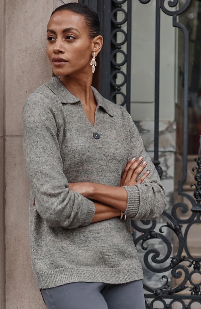 wearever multiyarn johnny-collared sweater