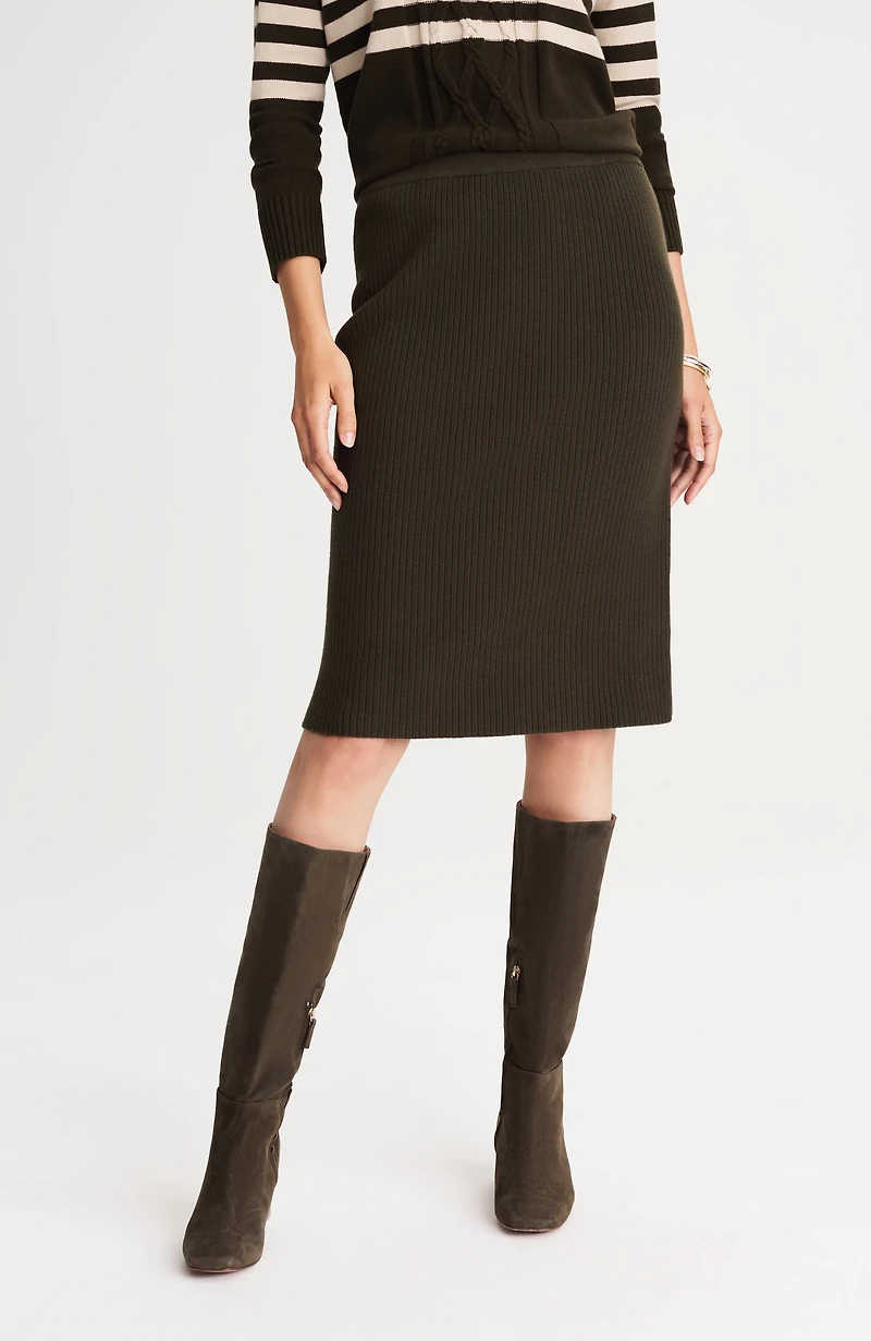 textured-knit pull-on skirt