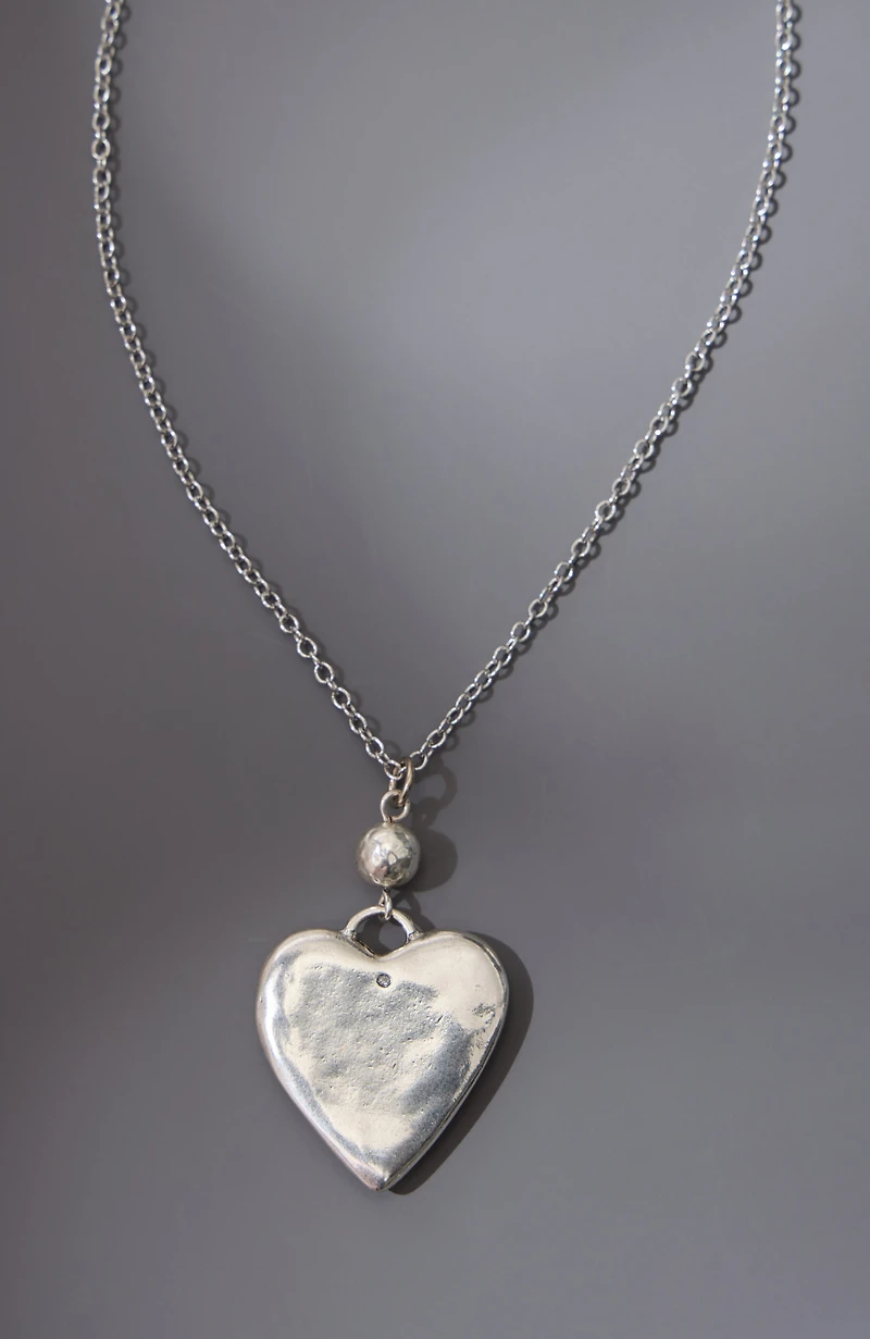 silvertone convertible heart pendant necklace