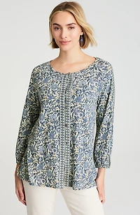 pure jill border-printed top