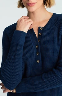waffle-knit henley sweater