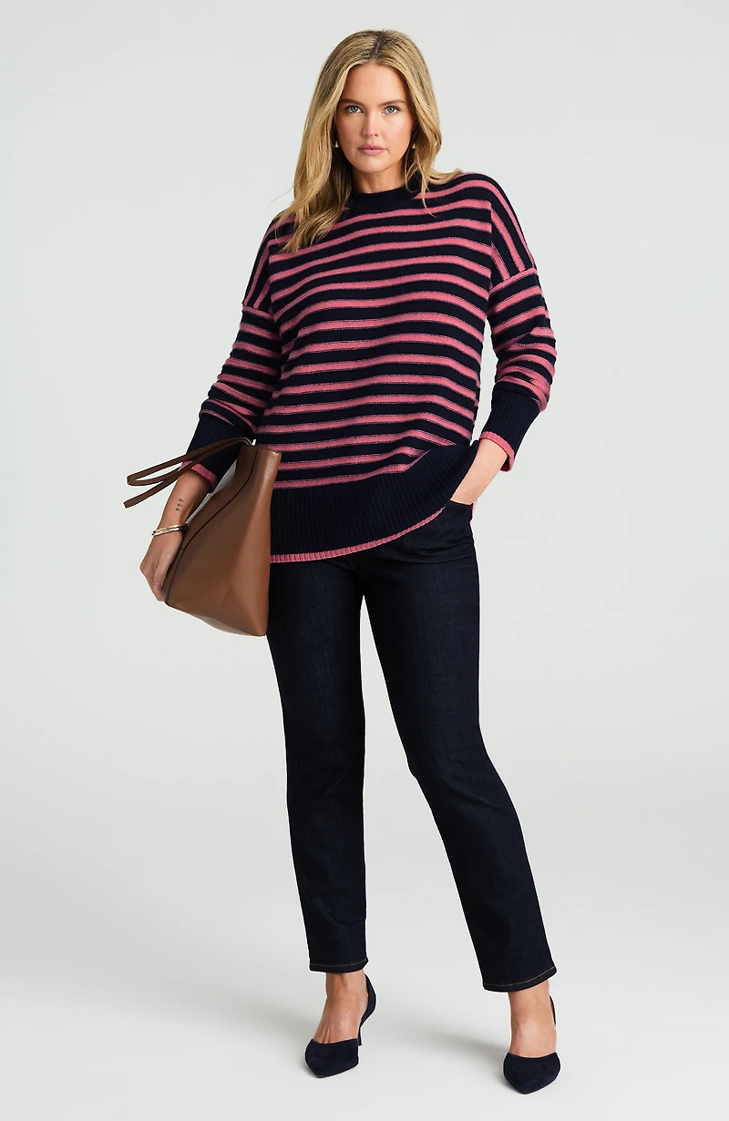 striped roll-neck sweater