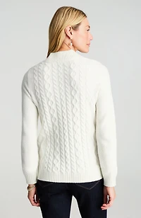 cabled mock-neck sweater
