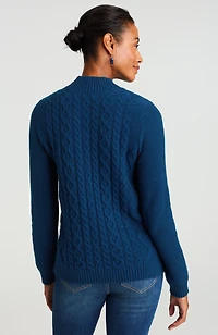 cabled mock-neck sweater