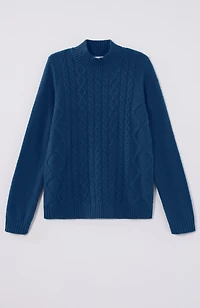 cabled mock-neck sweater