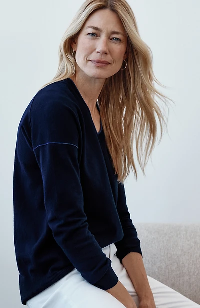 tipped v-neck sweater