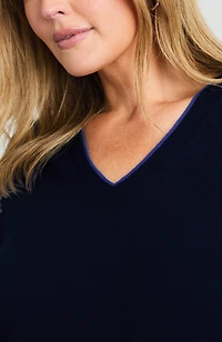 tipped v-neck sweater