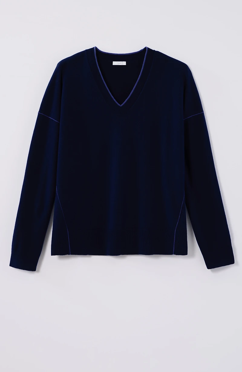 tipped v-neck sweater