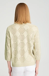 diamond-patterned textured sweater