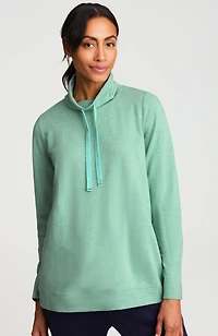 fit heathered mock-neck sweatshirt