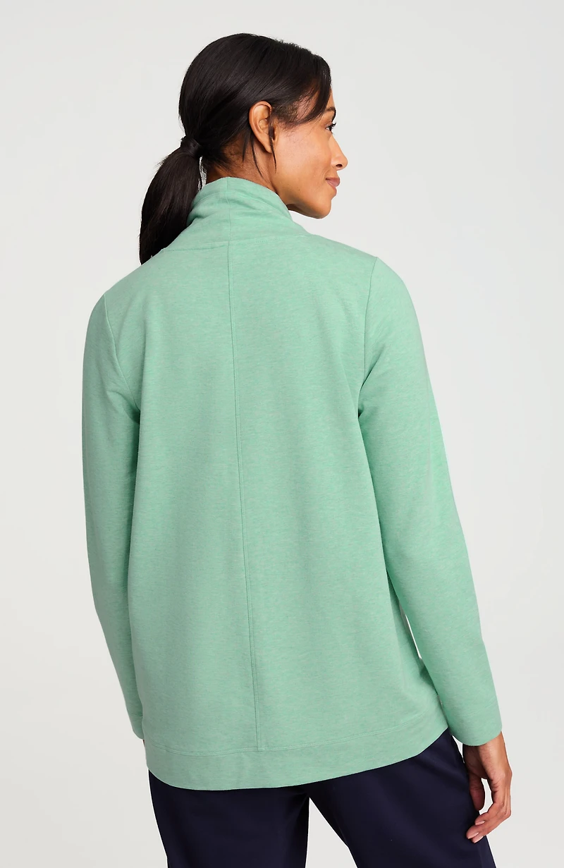 fit heathered mock-neck sweatshirt